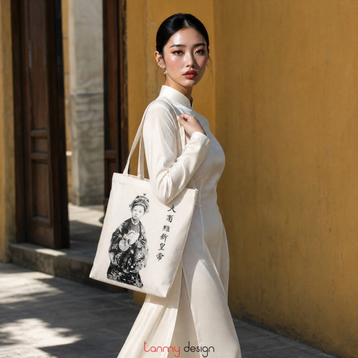 Túi tote vải in họa tiết vua Duy Tân 35*40cm